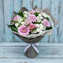 Букет цветов из:  Герберы, Альстромерии и Хризантемы в Умбе