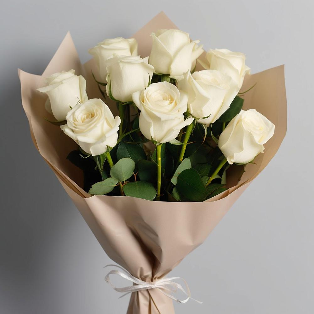 Букет 9 Белых роз Эдлесс Лав в Умбе