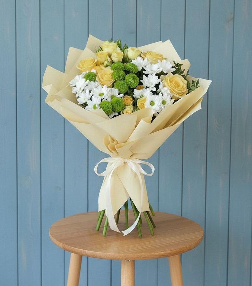 Букет цветов из: Хризантемы и Розы в Умбе