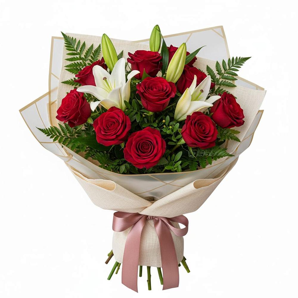 Букет цветов из: Лилии и Розы в Умбе