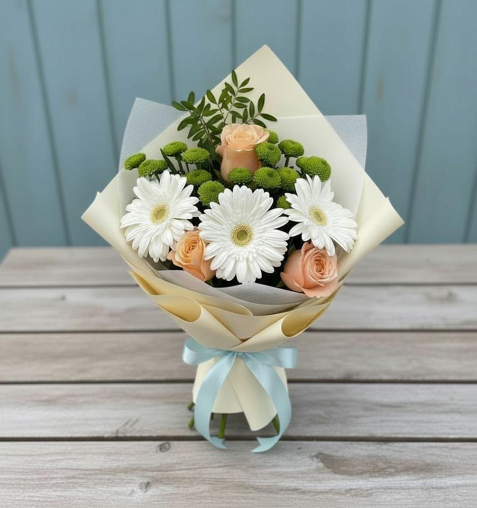 Букет цветов из: Герберы, Розы и Хризантемы в Умбе