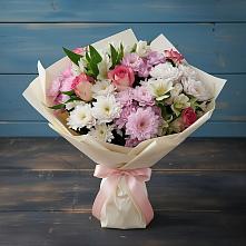 Букет цветов из:  Хризантемы, Альстромерии и Розы в Умбе