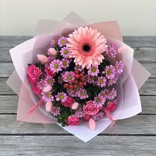 Букет цветов из:  Розы, Герберы и Хризантемы #REPLACE_PRED# Умбе