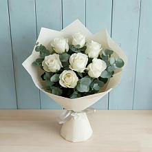 Букет Белые розы в Эвкалипте #REPLACE_PRED# Умбе